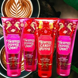 BBW Body Cream Set, 4pc, FULL SIZE, Ultra Shea, 8oz, Twisted & Winter Candy